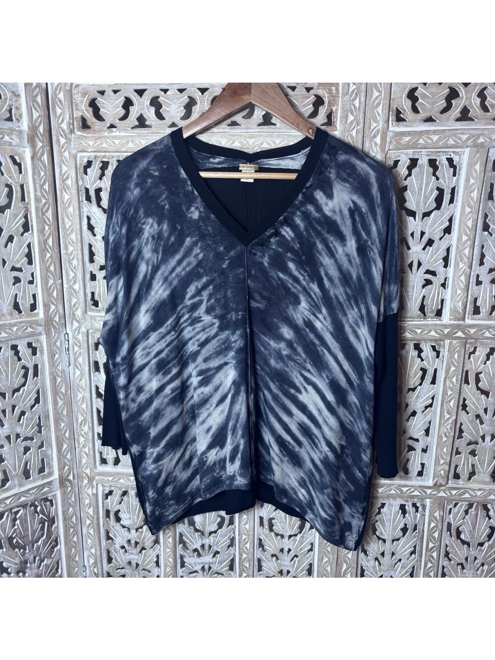 Zoe Couture Silk/Cashmere Tie-Dye Sweater minimalist luxury Lagenlook SIZE XS